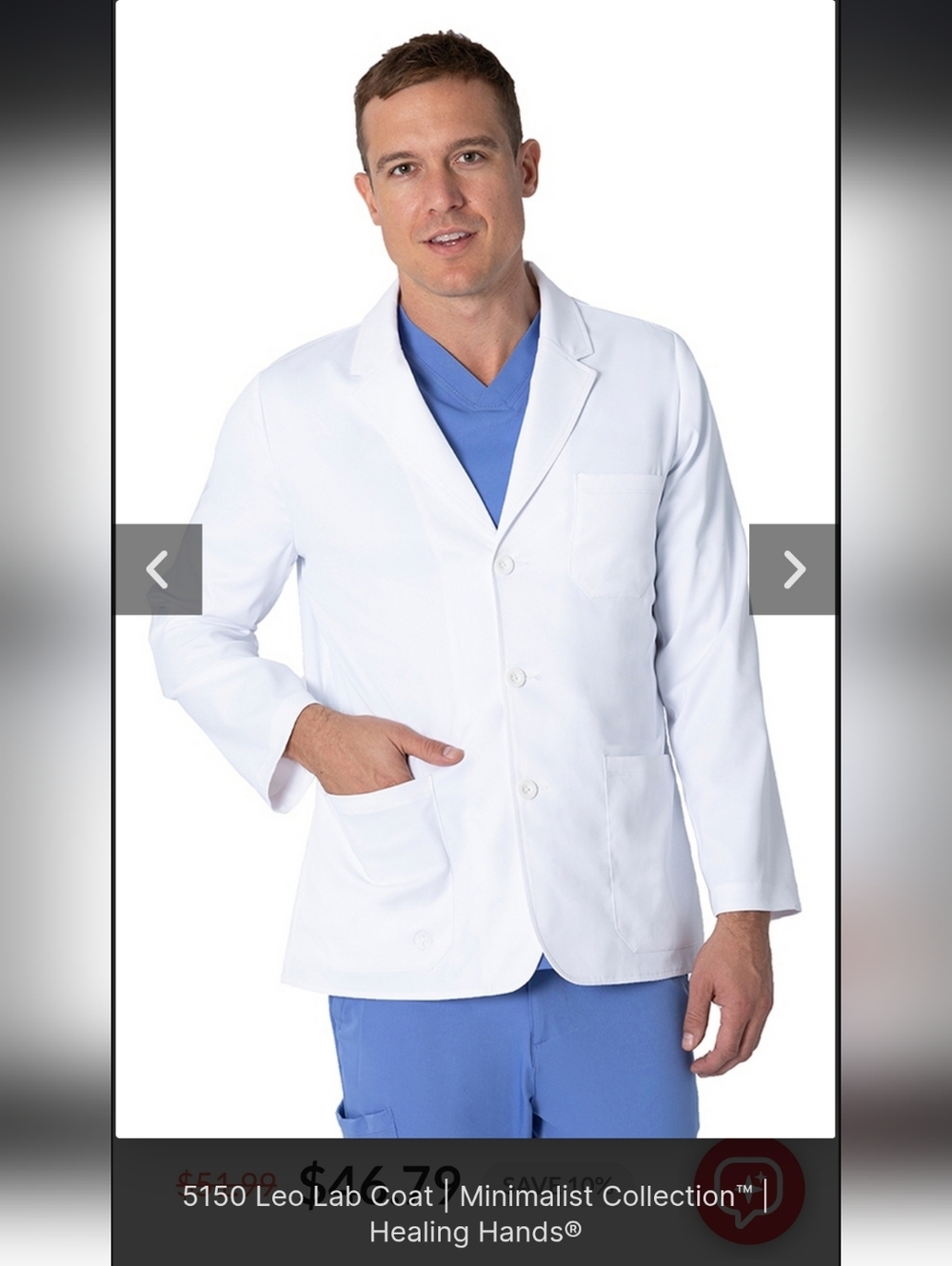 healing hands White Classic Medical Lab Coat NWT Sz S